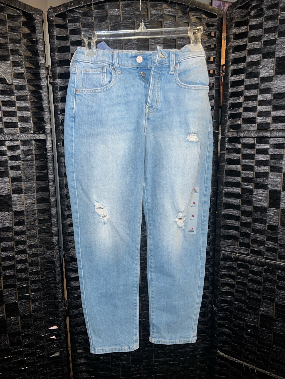 🌟 Old navy new W/O tag kids size 12 Light Wash Distressed Jeans  adjustable wai